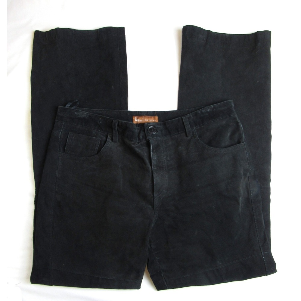 Lee Jeans Black One True Fit 100% Leather Suede Bootcut Lined Women Size 13/14 - Picture 3 of 8